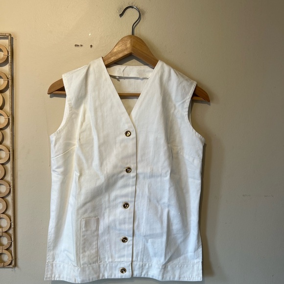 Vintage off white/ gold button cotton feel size small waist cost..… - Picture 3 of 6